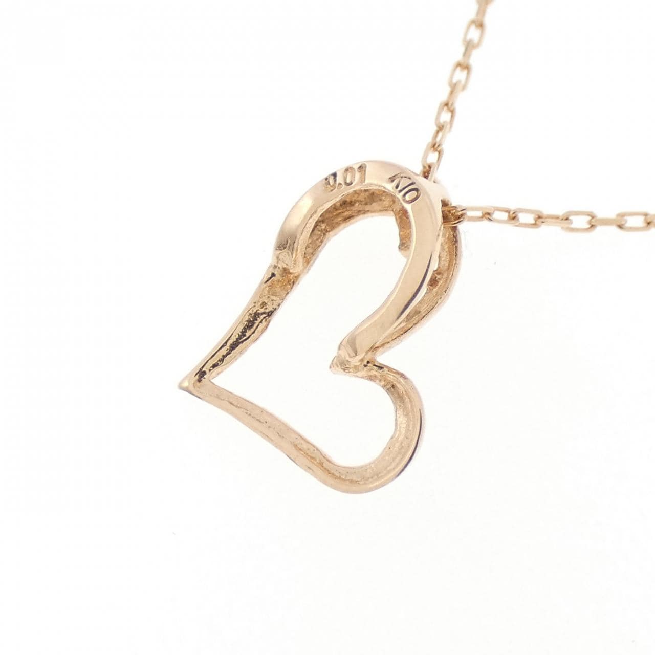 K10PG ハート ダイヤモンド ネックレス 0.01CT