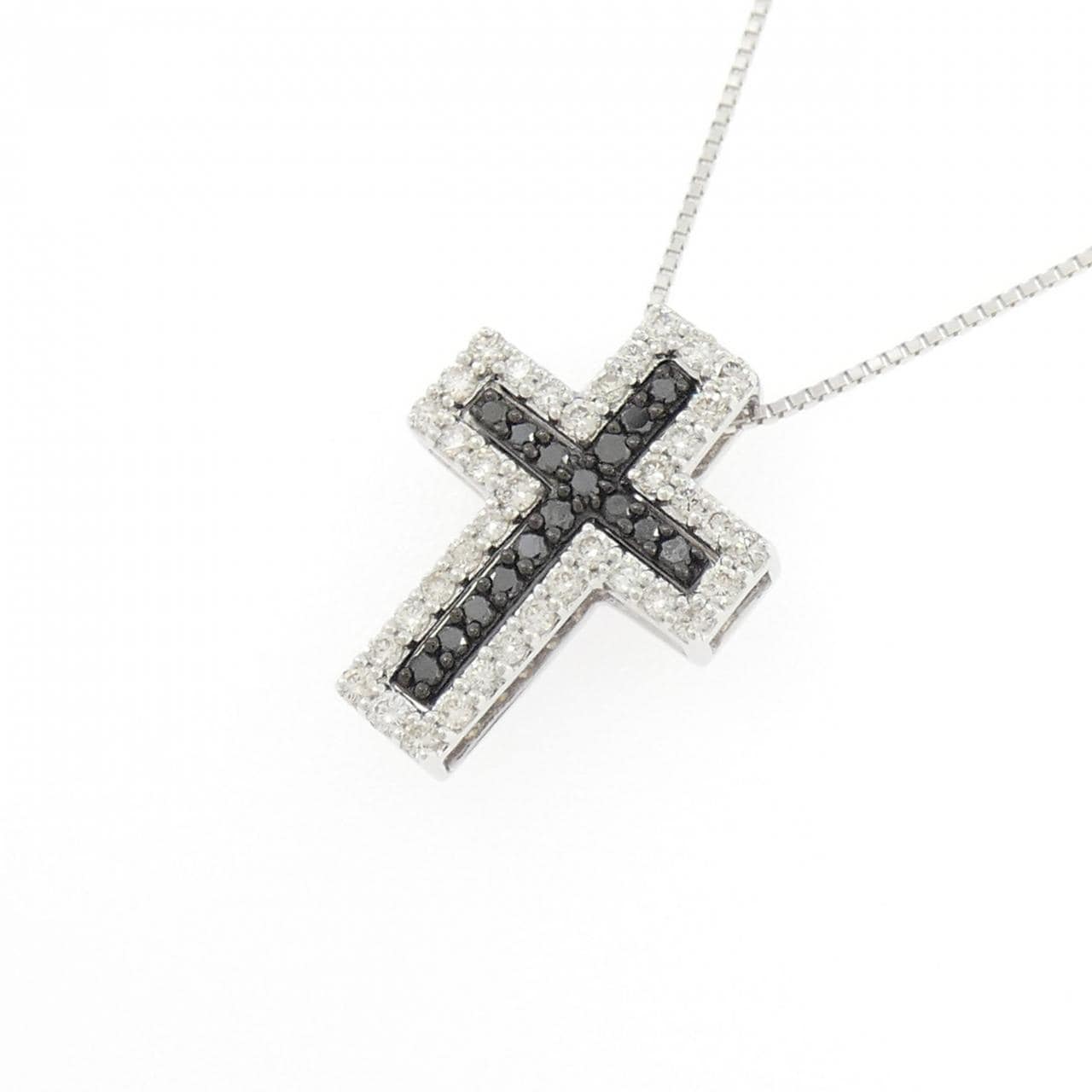 K18WG/K18BG 2WAY クロス ダイヤモンド ネックレス 0.50CT