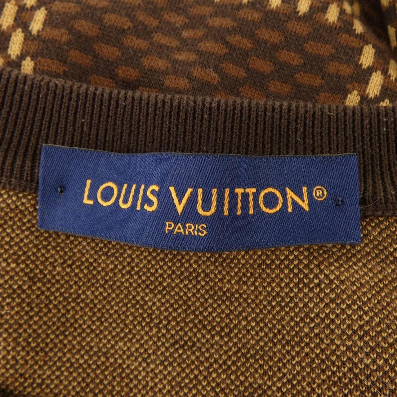 ルイヴィトン LOUIS VUITTON ショートスリーブコットンダミエクルーネックウィズストラスLVパッチ HQN63WAUR ニット