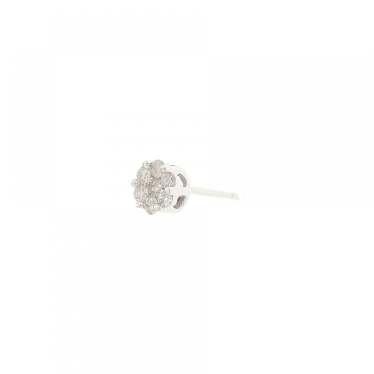 K18WG フラワー ダイヤモンド ピアス 0.15CT 片耳