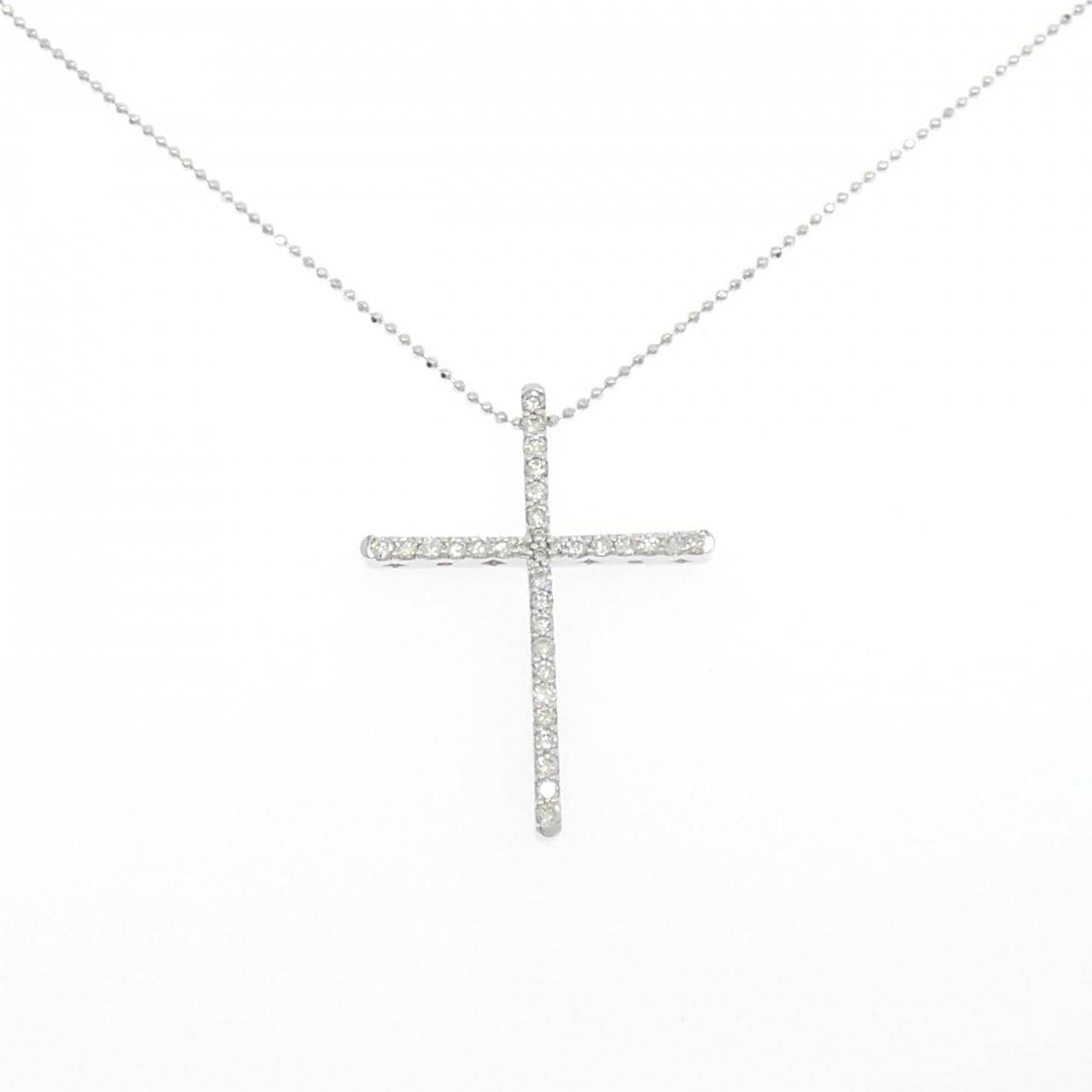 K18WG クロス ダイヤモンド ネックレス 0.60CT