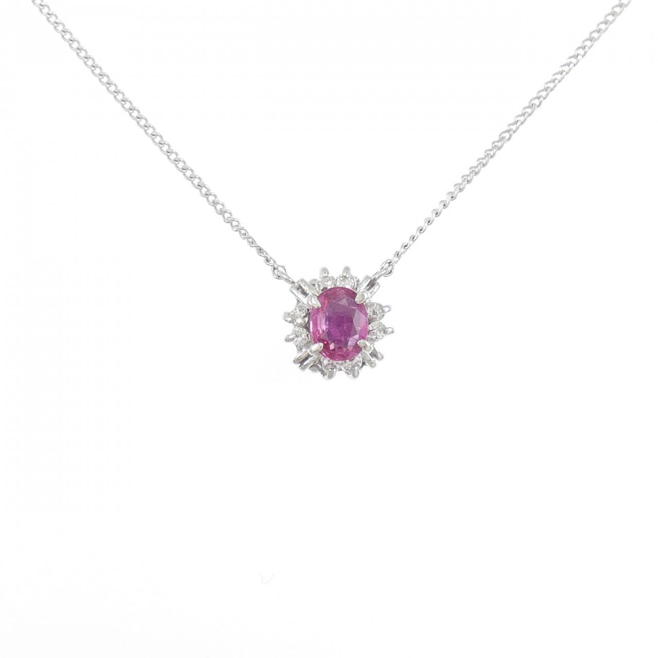 PT900/PT850 ルビー ネックレス 0.36CT