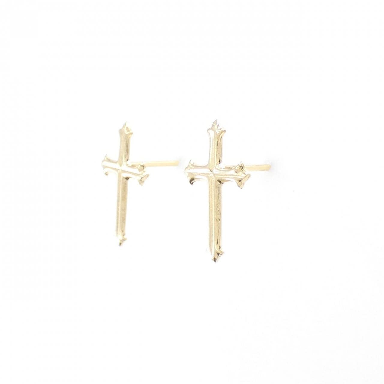 [BRAND NEW] K18YG cross earrings