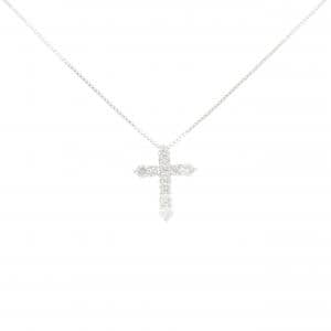 K18WG クロス ダイヤモンド ネックレス 0.52CT