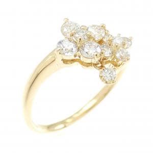 K18YG フラワー ダイヤモンド リング 0.45CT
