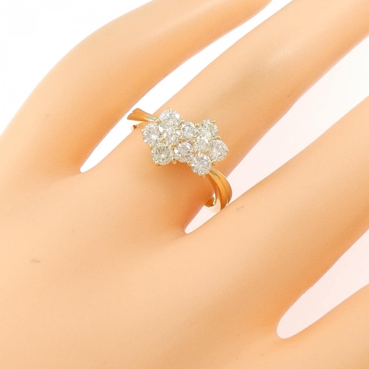 K18YG フラワー ダイヤモンド リング 1.04CT