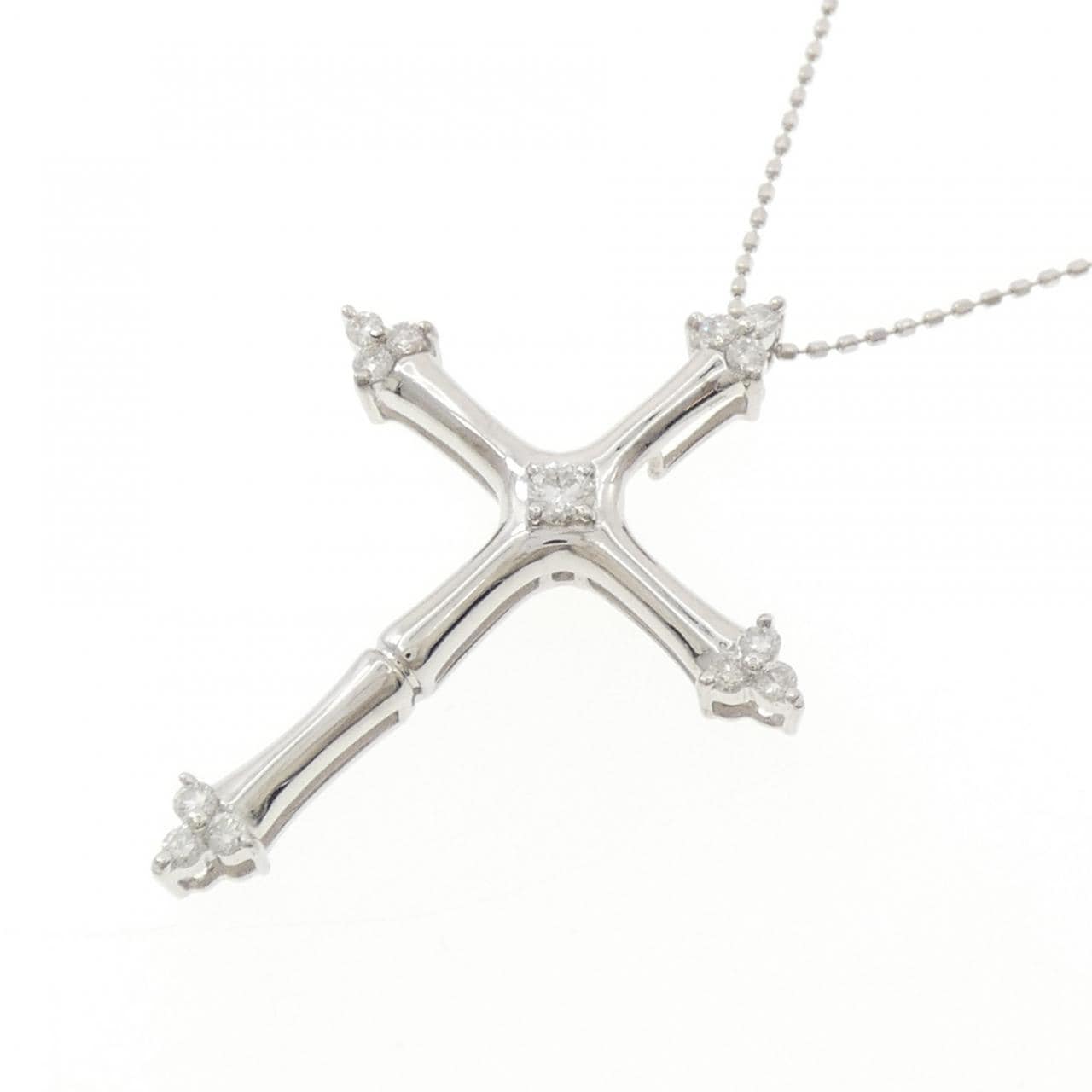 K18WG クロス ダイヤモンド ネックレス 0.30CT