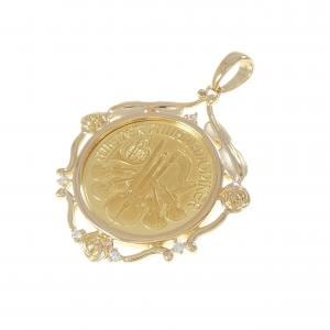 750YG(枠) ダイヤモンド コイン ペンダント 0.04CT
