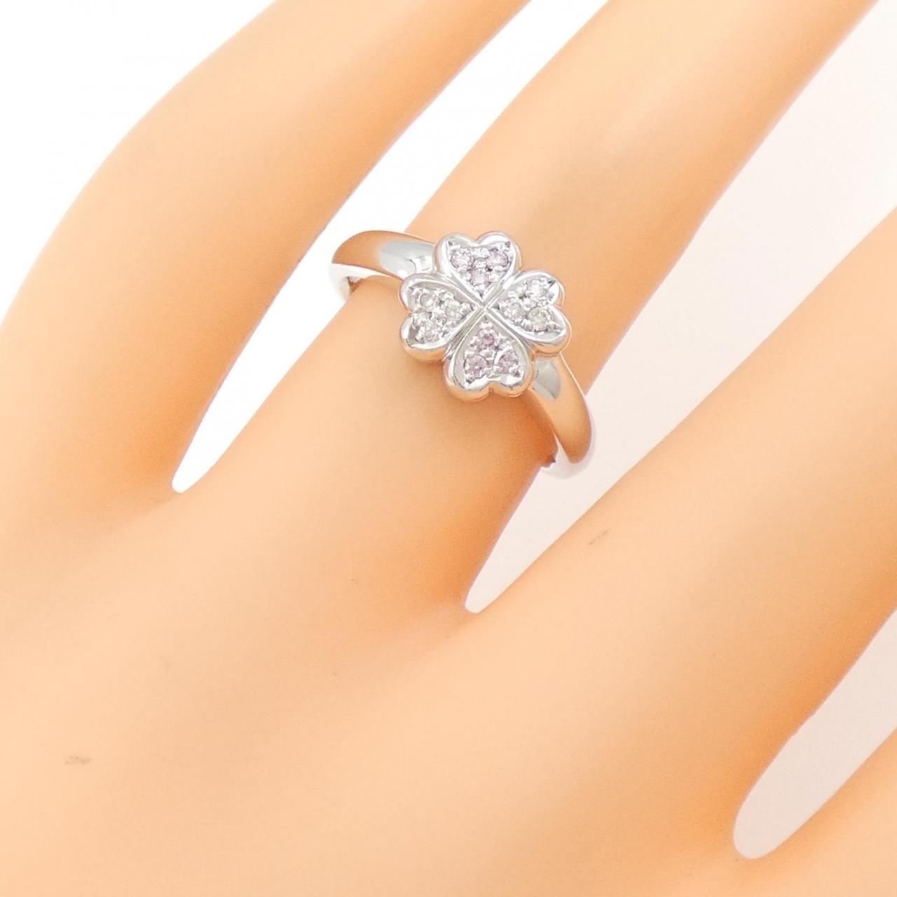 K18WG クローバー ピンクダイヤモンド リング 0.05CT