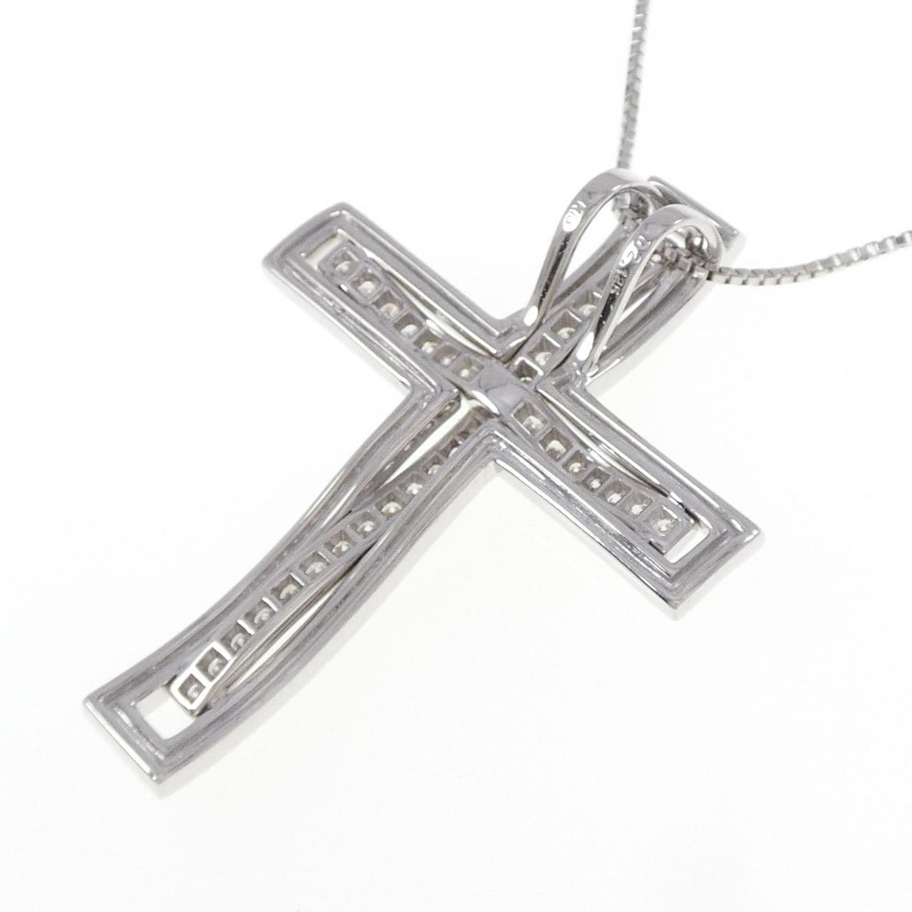 K18WG クロス ダイヤモンド ネックレス 2.125CT
