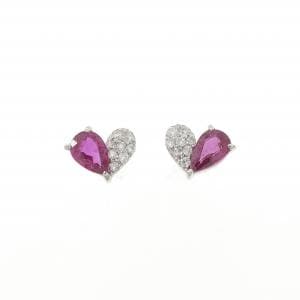【新品】PT900 ハート ルビー ピアス 0.48CT