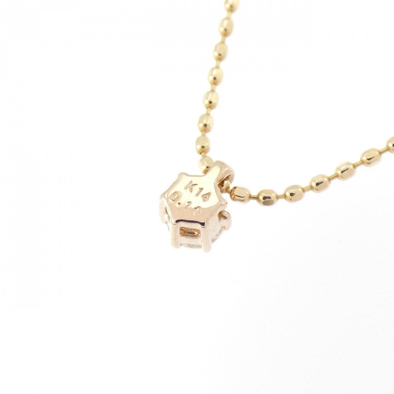 K14PG ソリティア ダイヤモンド ネックレス 0.10CT