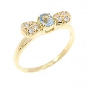 K18YG リボン アクアマリン リング 0.13CT