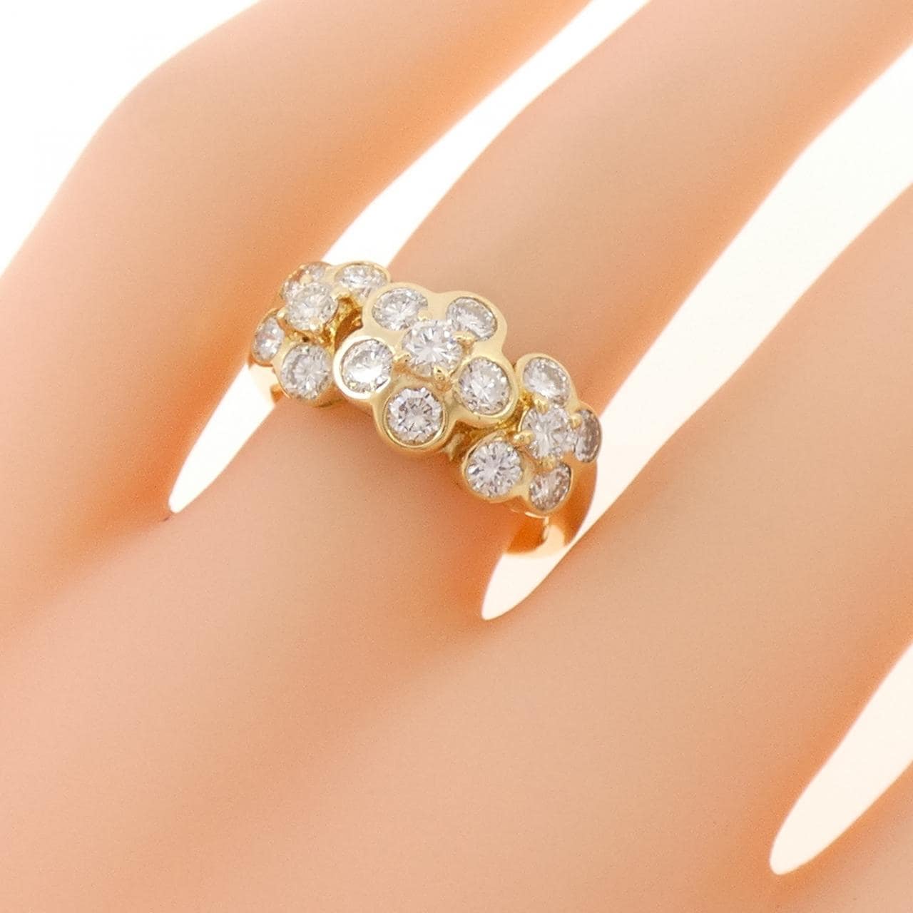 K18YG フラワー ダイヤモンド リング 1.23CT