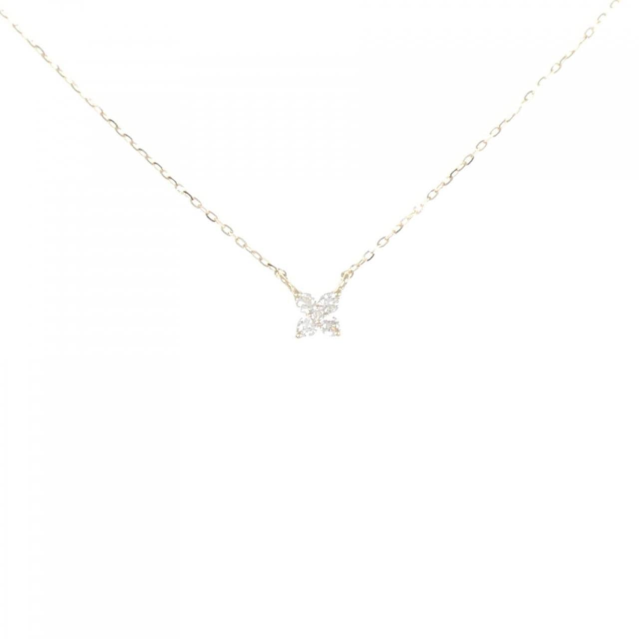 K10YG フラワー ダイヤモンド ネックレス 0.07CT