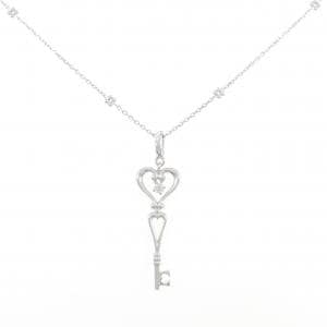 K18WG ハート×キー ダイヤモンド ネックレス 0.05CT