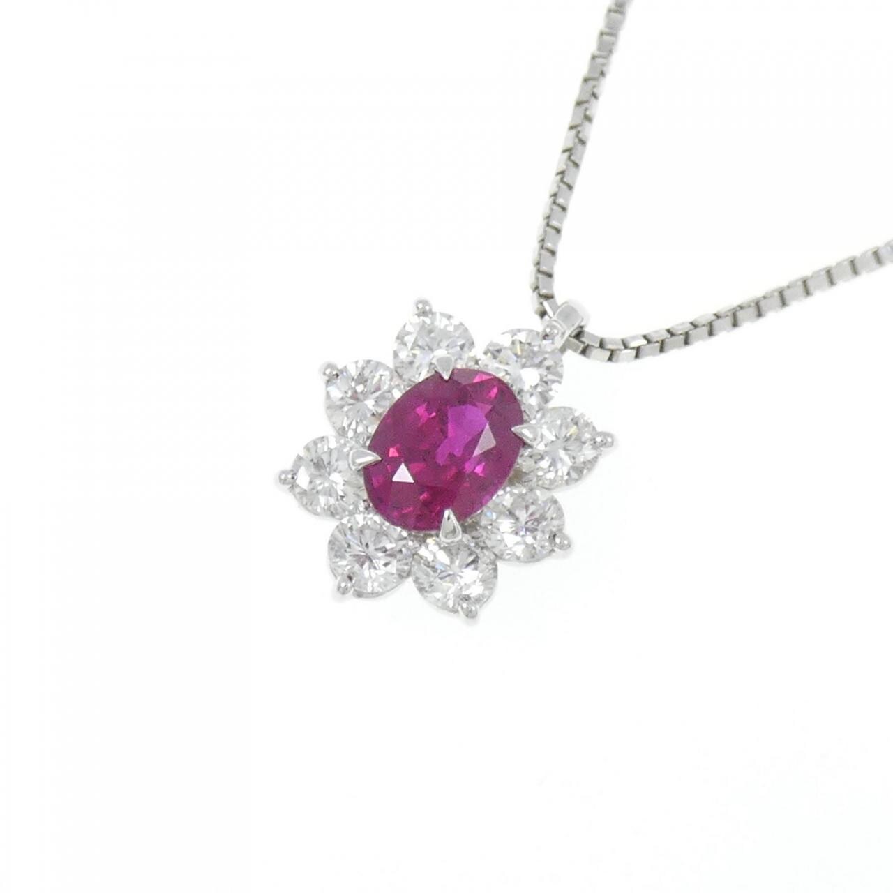PT900/PT850 ルビー ネックレス 1.31CT ビルマ産