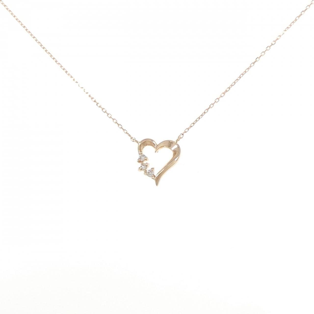 K10PG ハート ダイヤモンド ネックレス 0.03CT