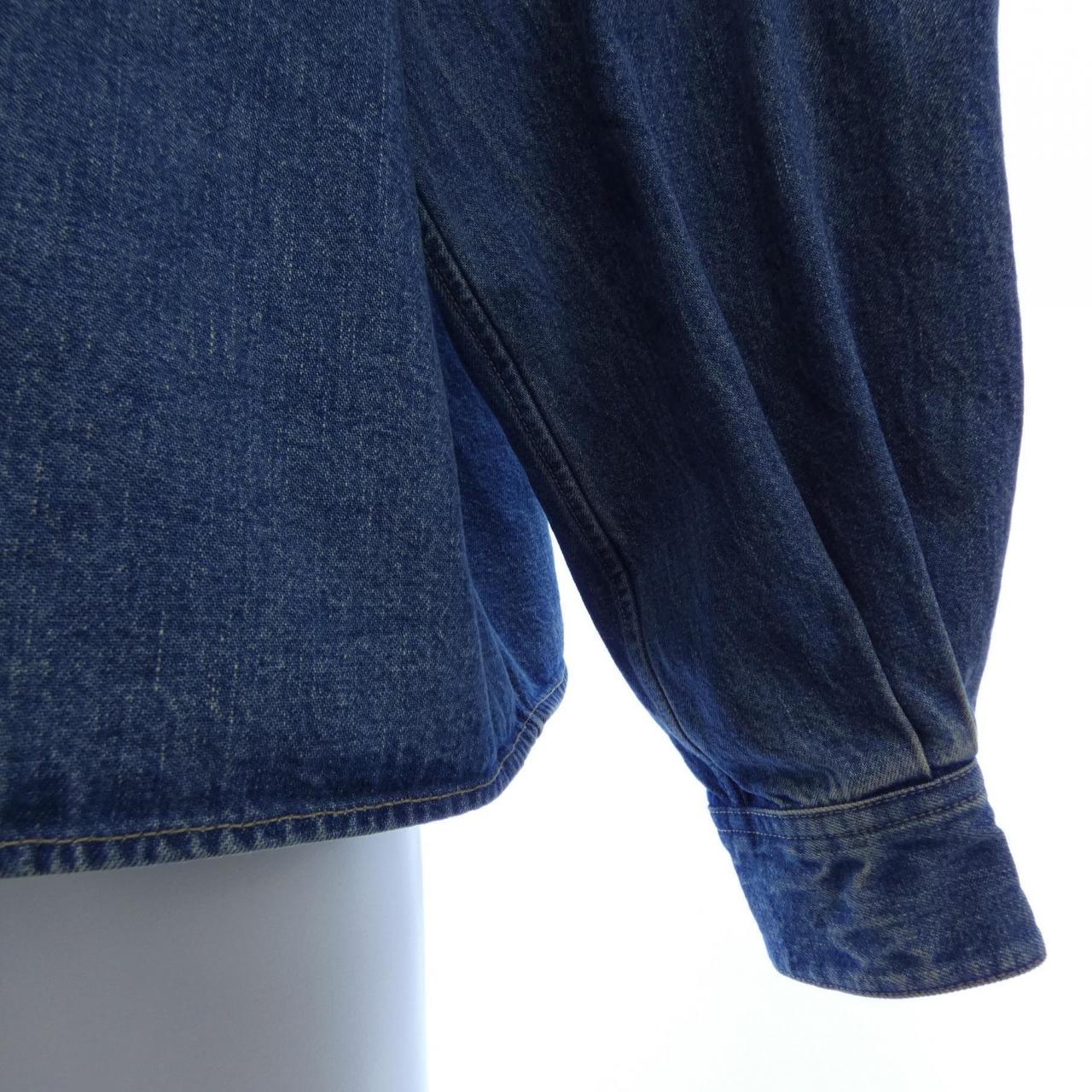 セリーヌ CELINE ユニオンオーシャンウォッシュデニム クロップドシャツ トリオンフ 2T187459N シャツ