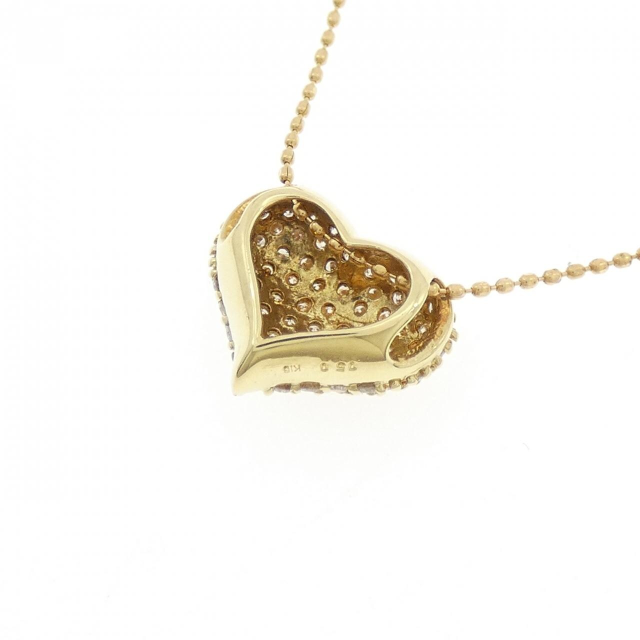 K18YG パヴェ ハート ダイヤモンド ネックレス 0.50CT