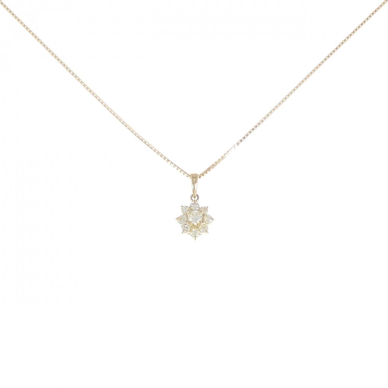 K18YG flower Diamond necklace 0.3CT