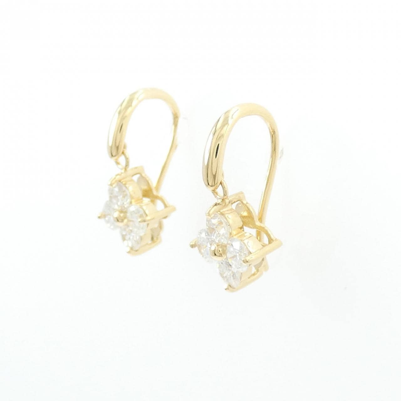[再加工款] K18YG 花朵钻石耳环 1.00CT
