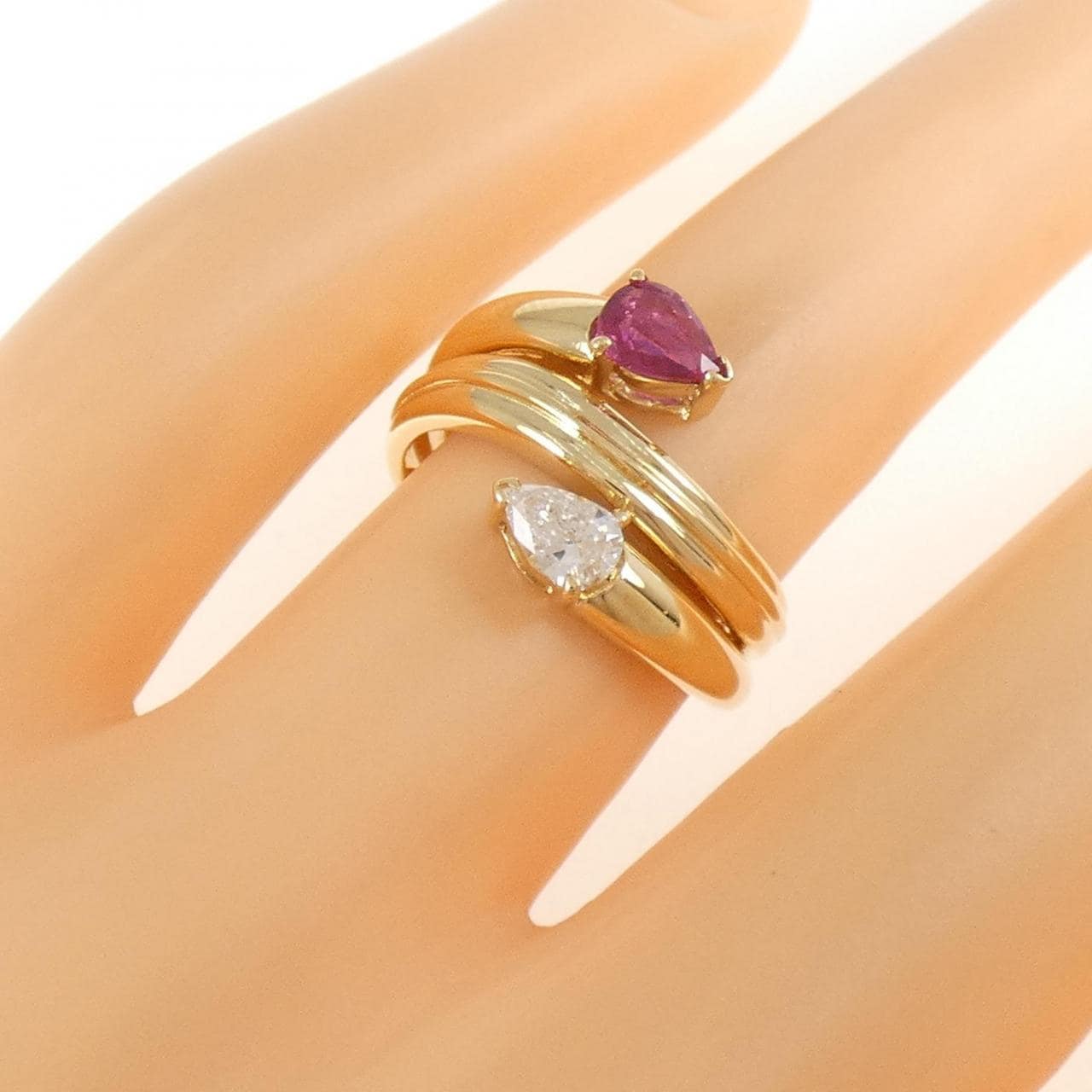 K18YG ルビー リング 0.34CT