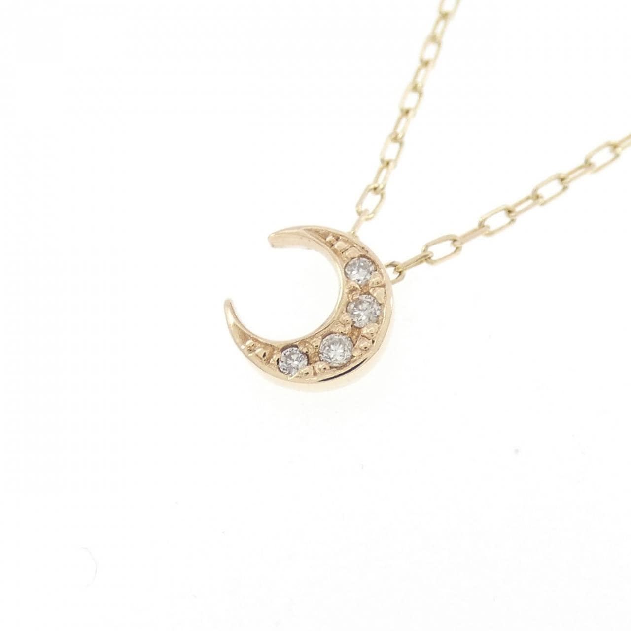 K10YG ムーン ダイヤモンド ネックレス 0.01CT