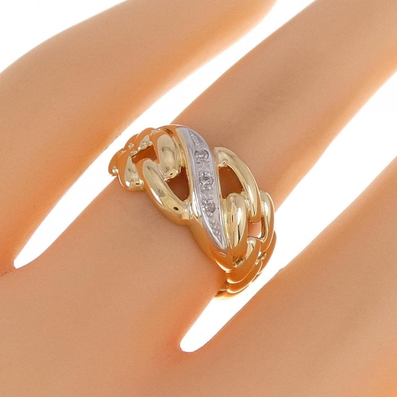 K18YG/PT Diamond ring 0.02CT