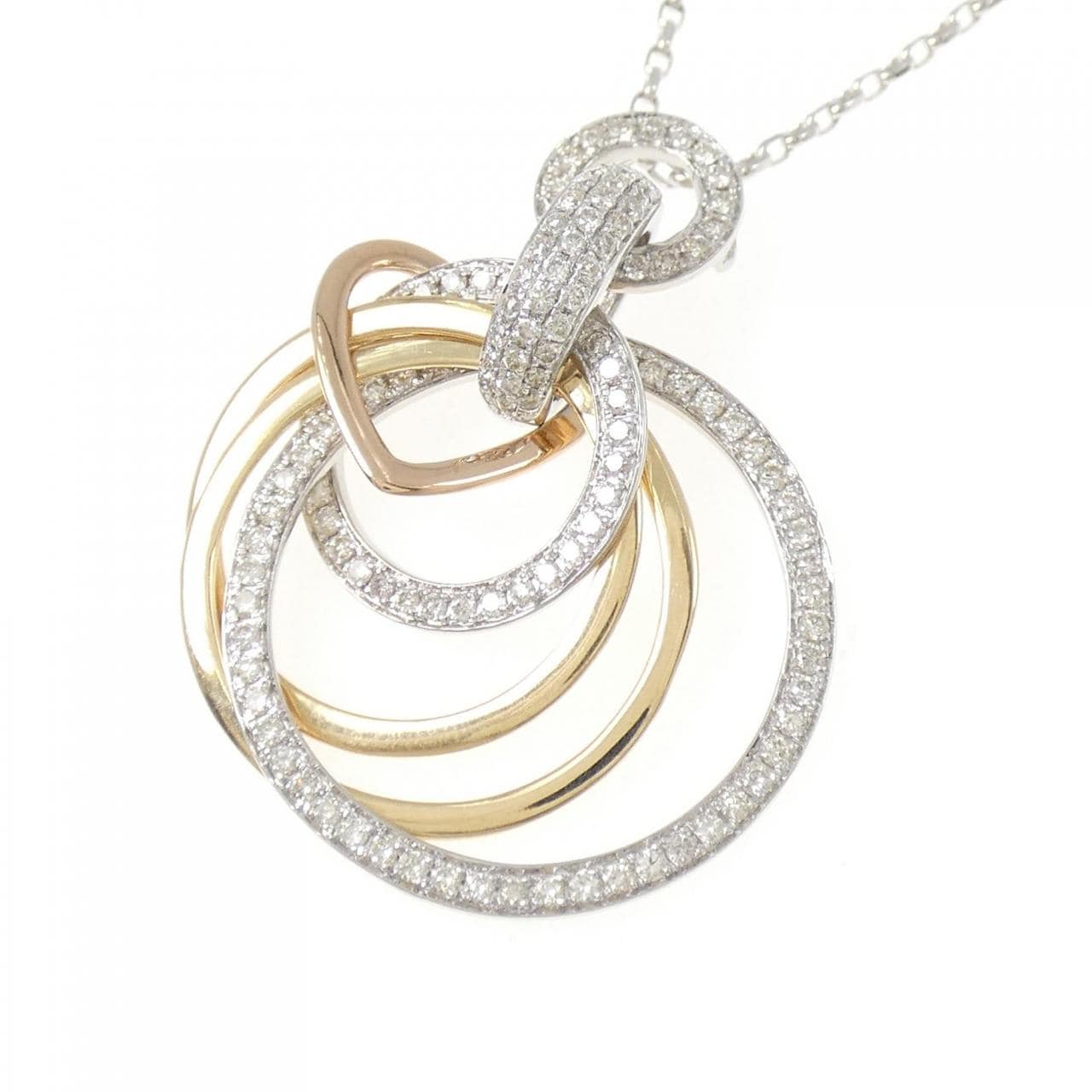 K18スリーカラー ダイヤモンド ネックレス