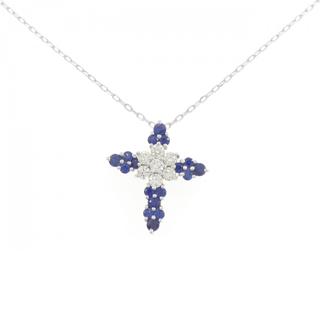 K18WG クロス サファイヤ ネックレス 0.40CT