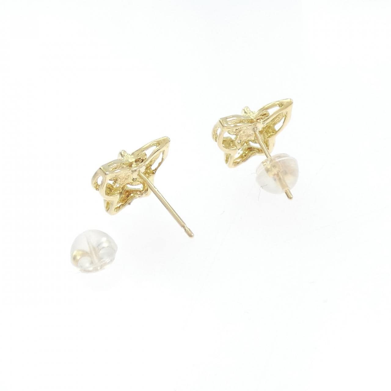 K18YG バタフライ ダイヤモンド ピアス