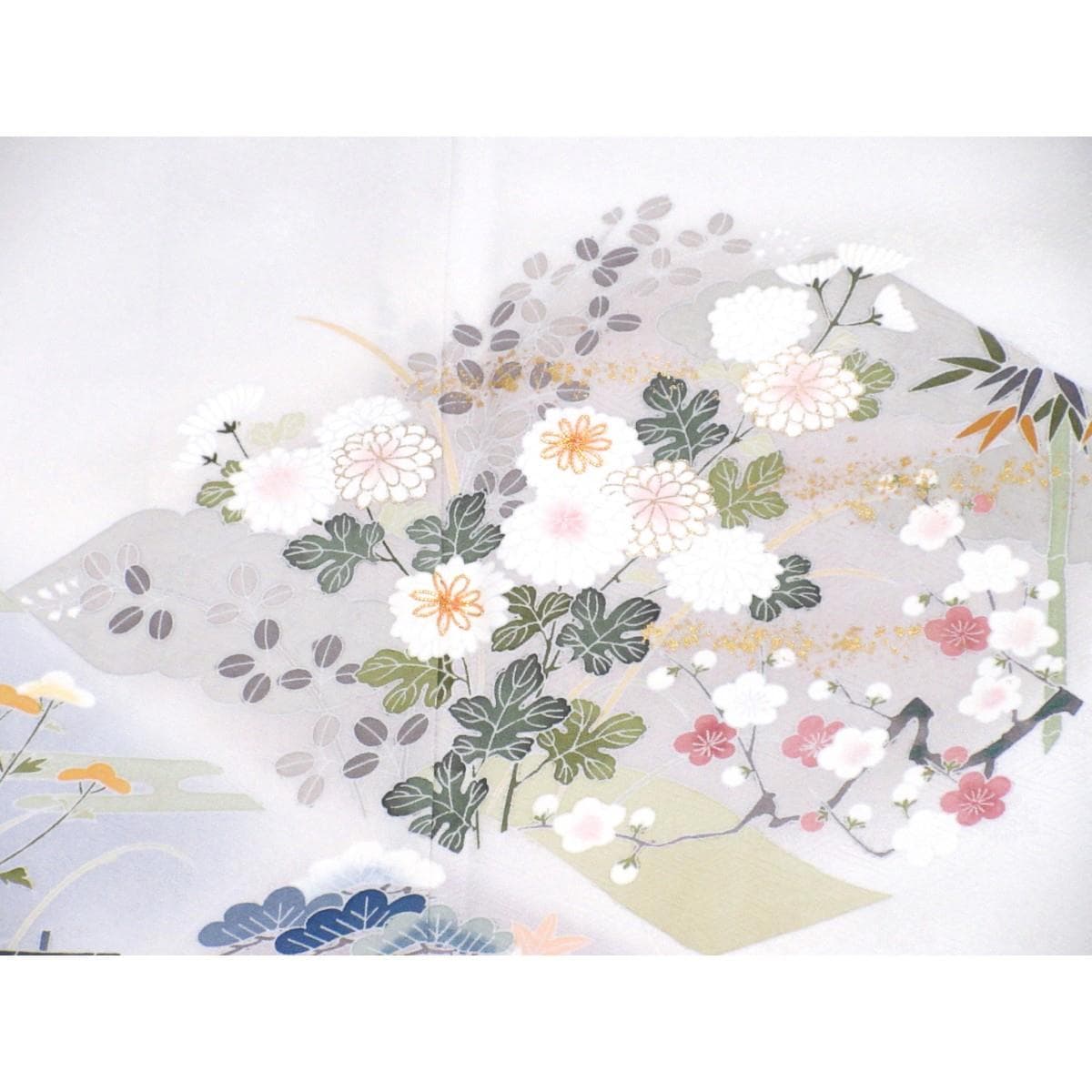 訪問着　友禅金彩加工　刺繍入りボカシ染