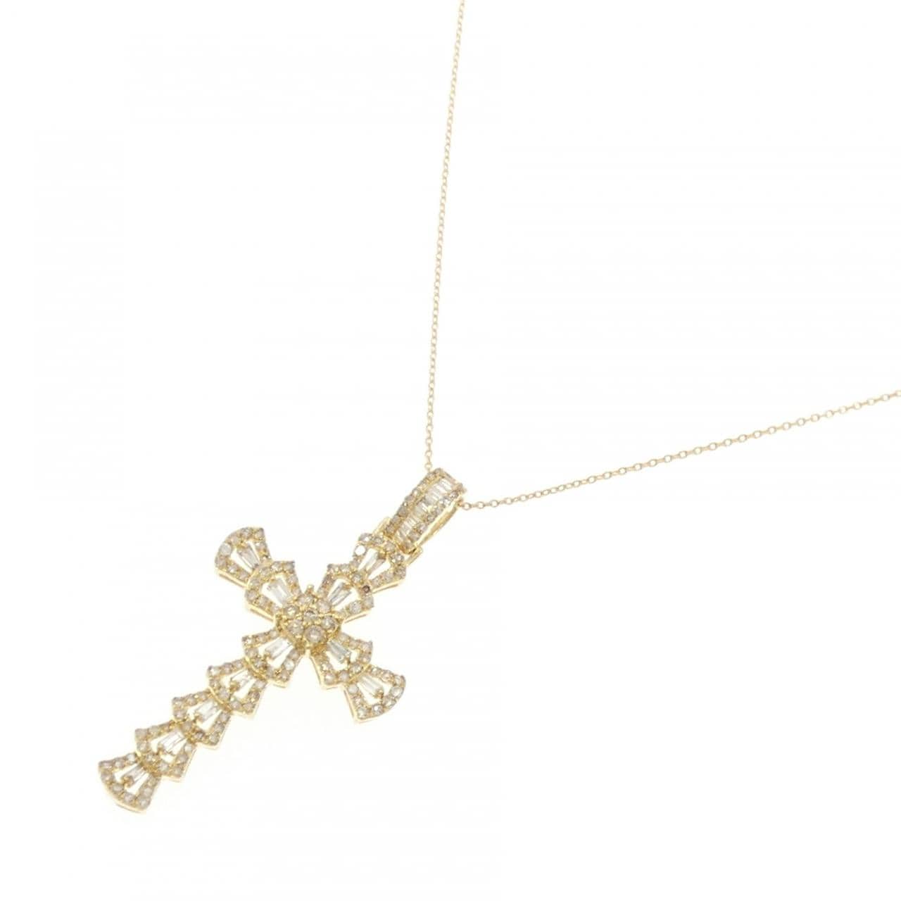 K18YG cross Diamond necklace 1.00CT