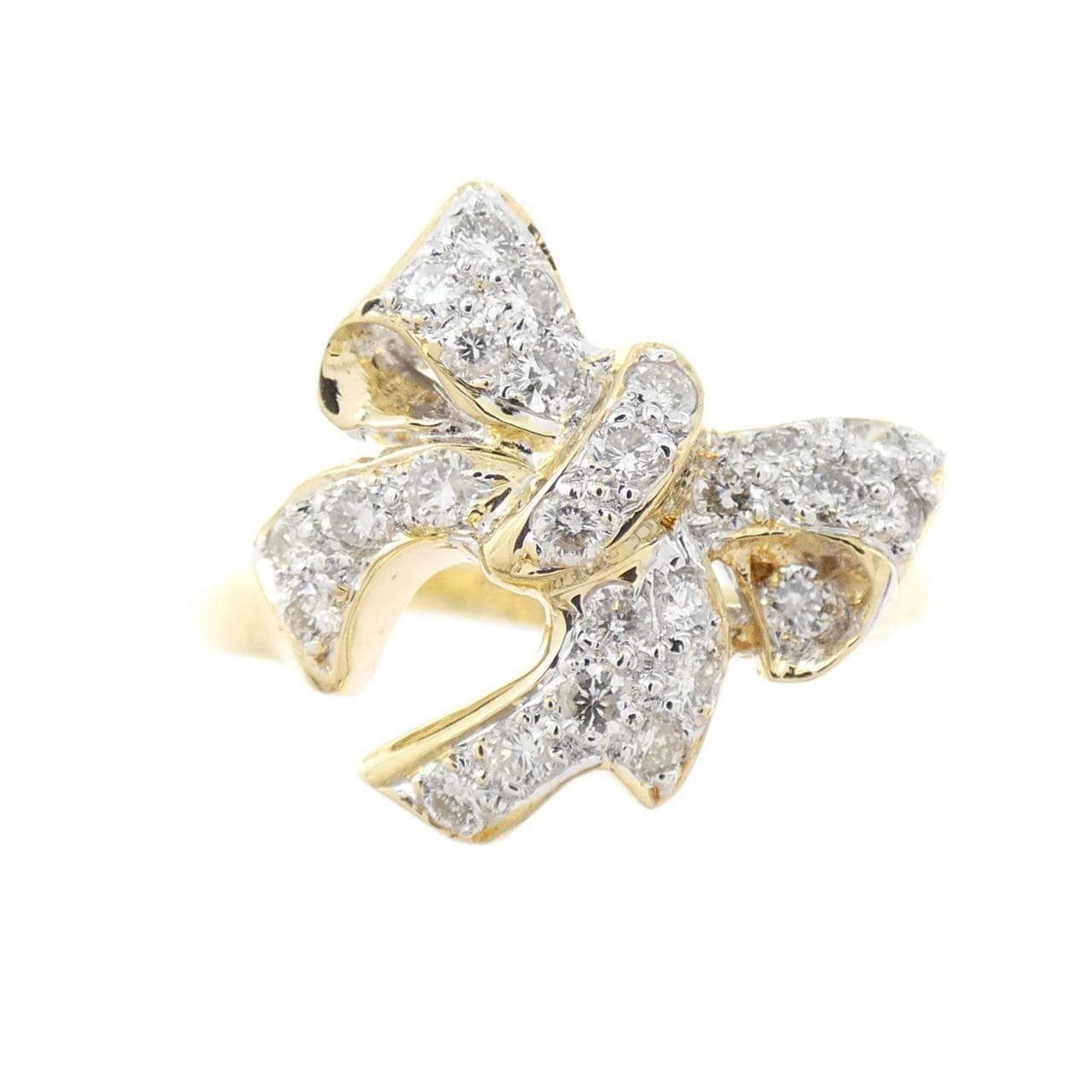 750YG/750WG 緞帶鑽石戒指，0.36克拉