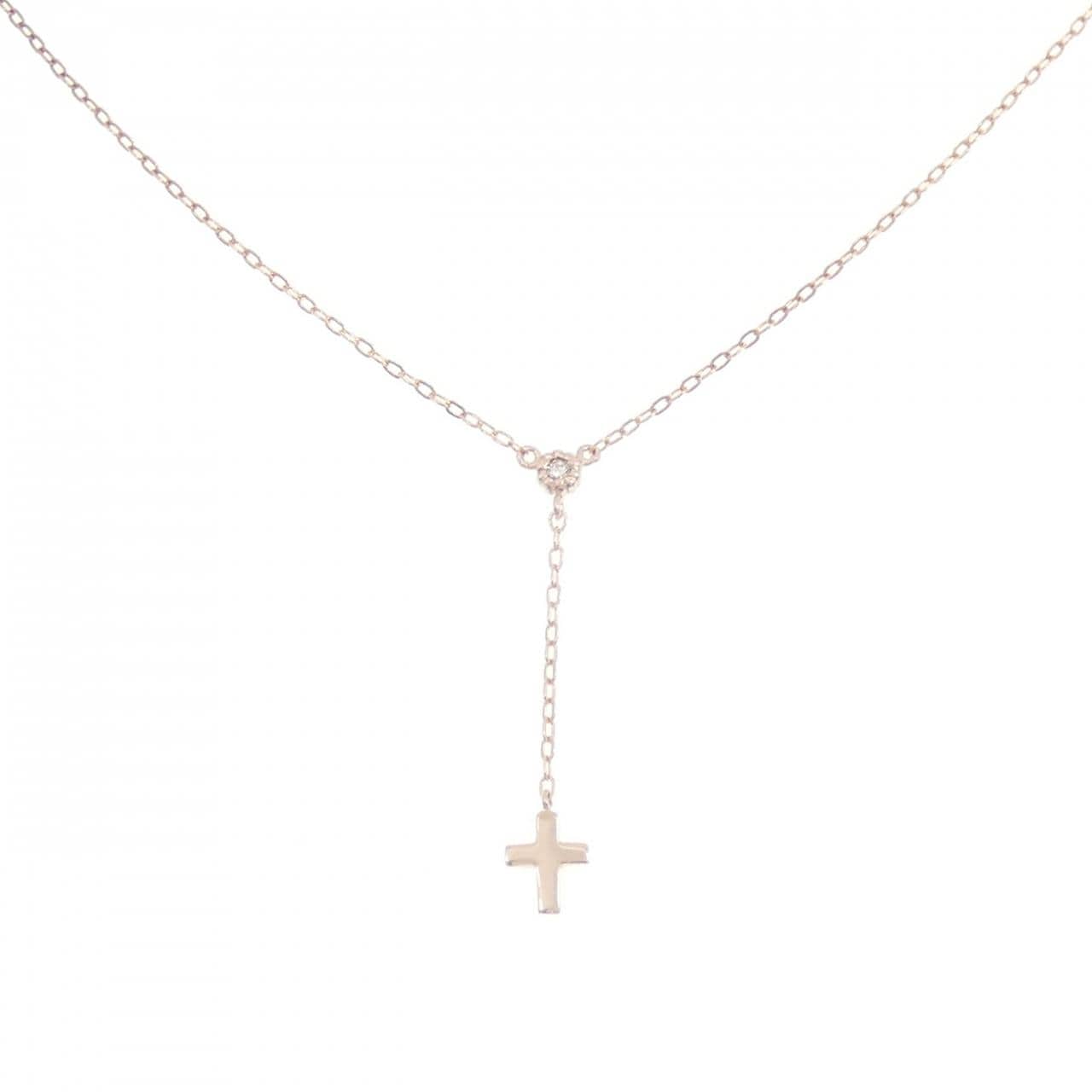 K10PG クロス ダイヤモンド ネックレス 0.01CT