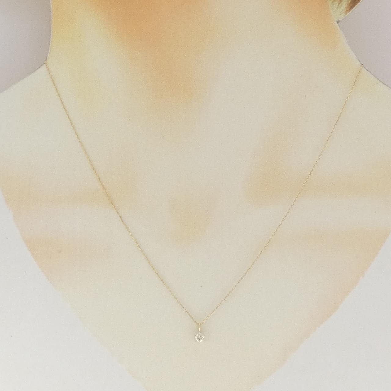 K10YG ソリティア ダイヤモンド ネックレス 0.10CT