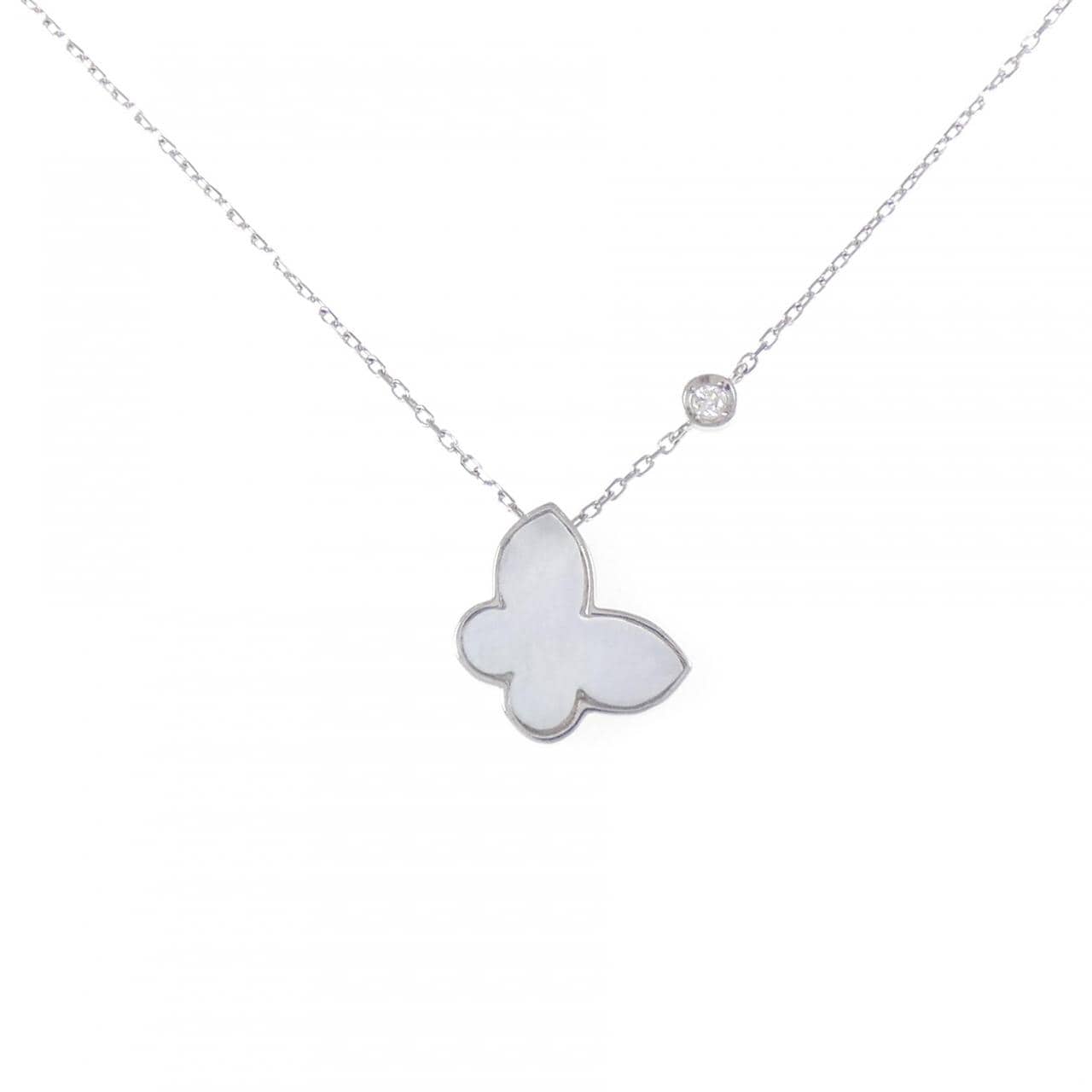 K18WG バタフライ マザーオブパール ネックレス