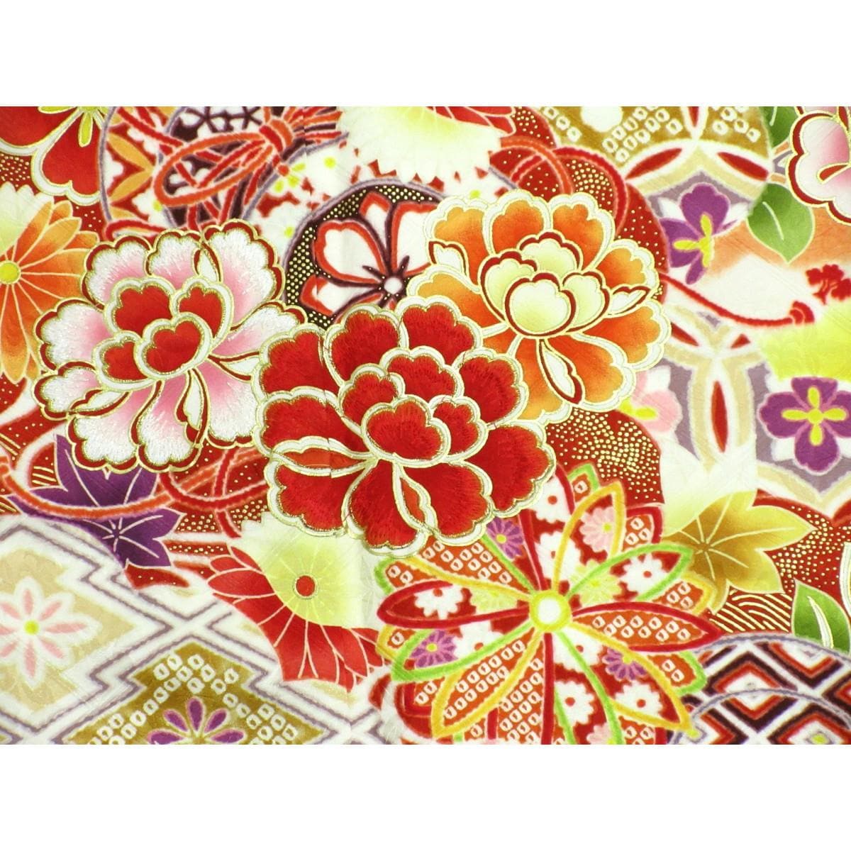 振袖　友禅金彩加工　刺繍入りボカシ染