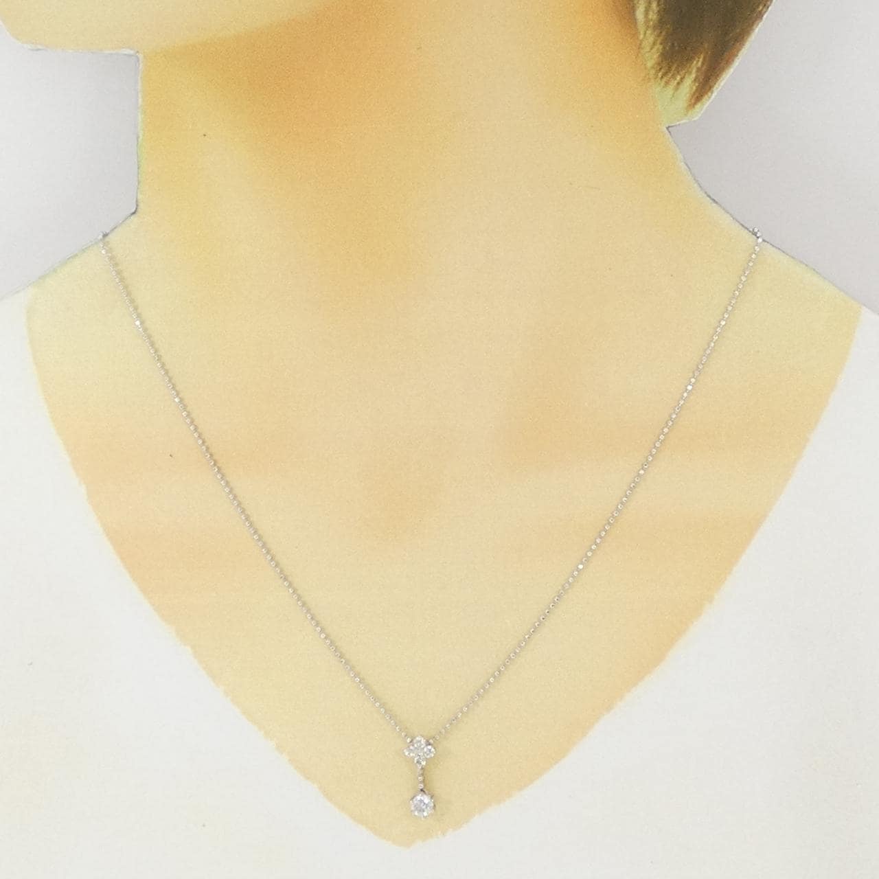 PT900/PT850 フラワー ダイヤモンド ネックレス 0.323CT