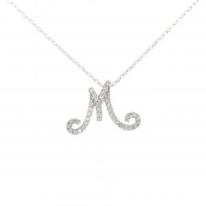 K18WG イニシャルM ダイヤモンド ネックレス 0.26CT