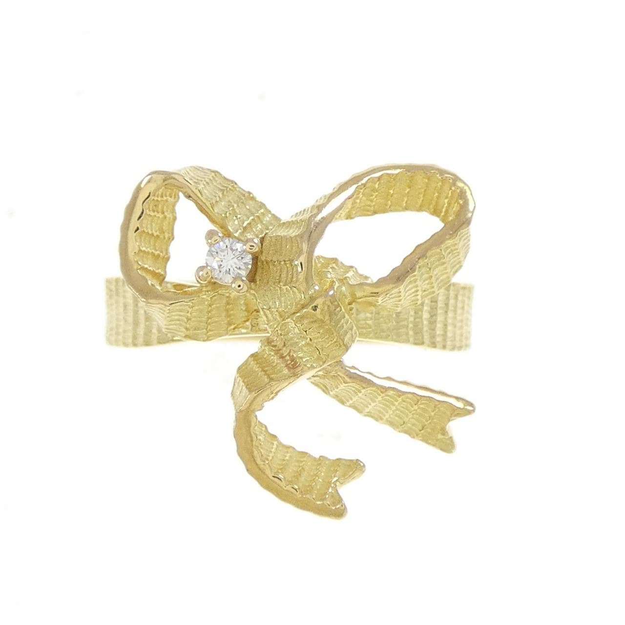 750YG リボン ダイヤモンド リング 0.03CT