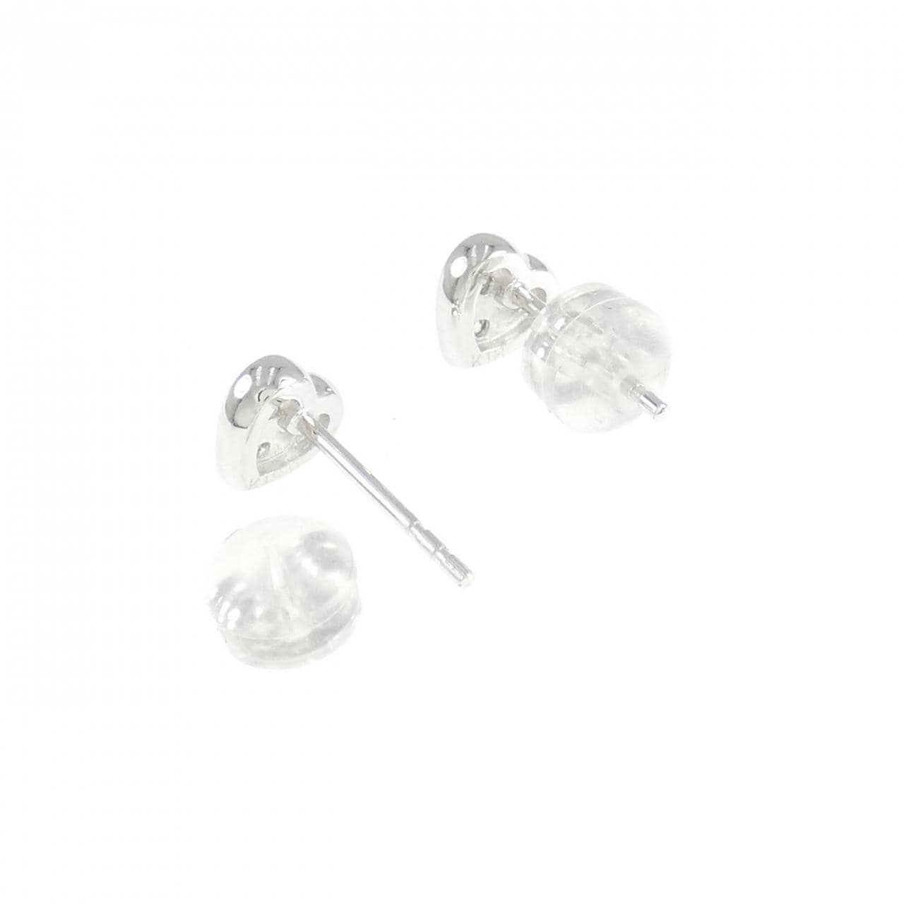 K18WG ハート ダイヤモンド ピアス 0.14CT