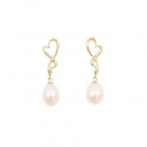 K18YG ハート 淡水パール ピアス