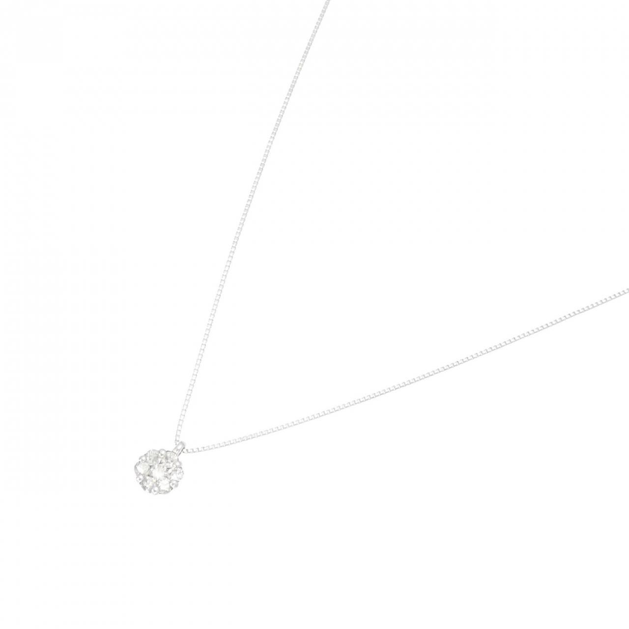 K18WG フラワー ダイヤモンド ネックレス 0.20CT