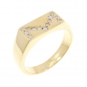 K18YG イニシャルM ダイヤモンド リング 0.13CT