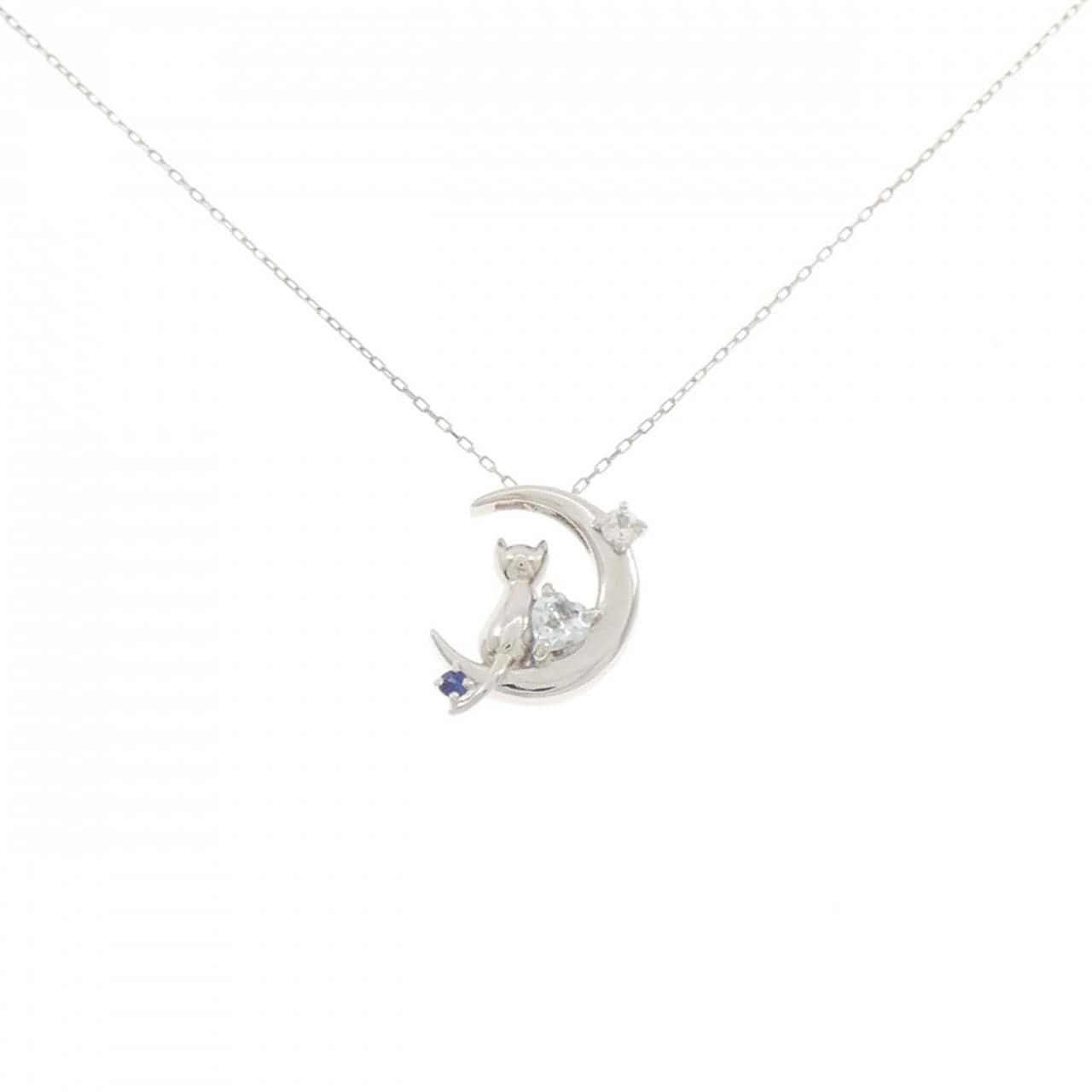 PT900/PT850 キャット×ムーン アクアマリン ネックレス