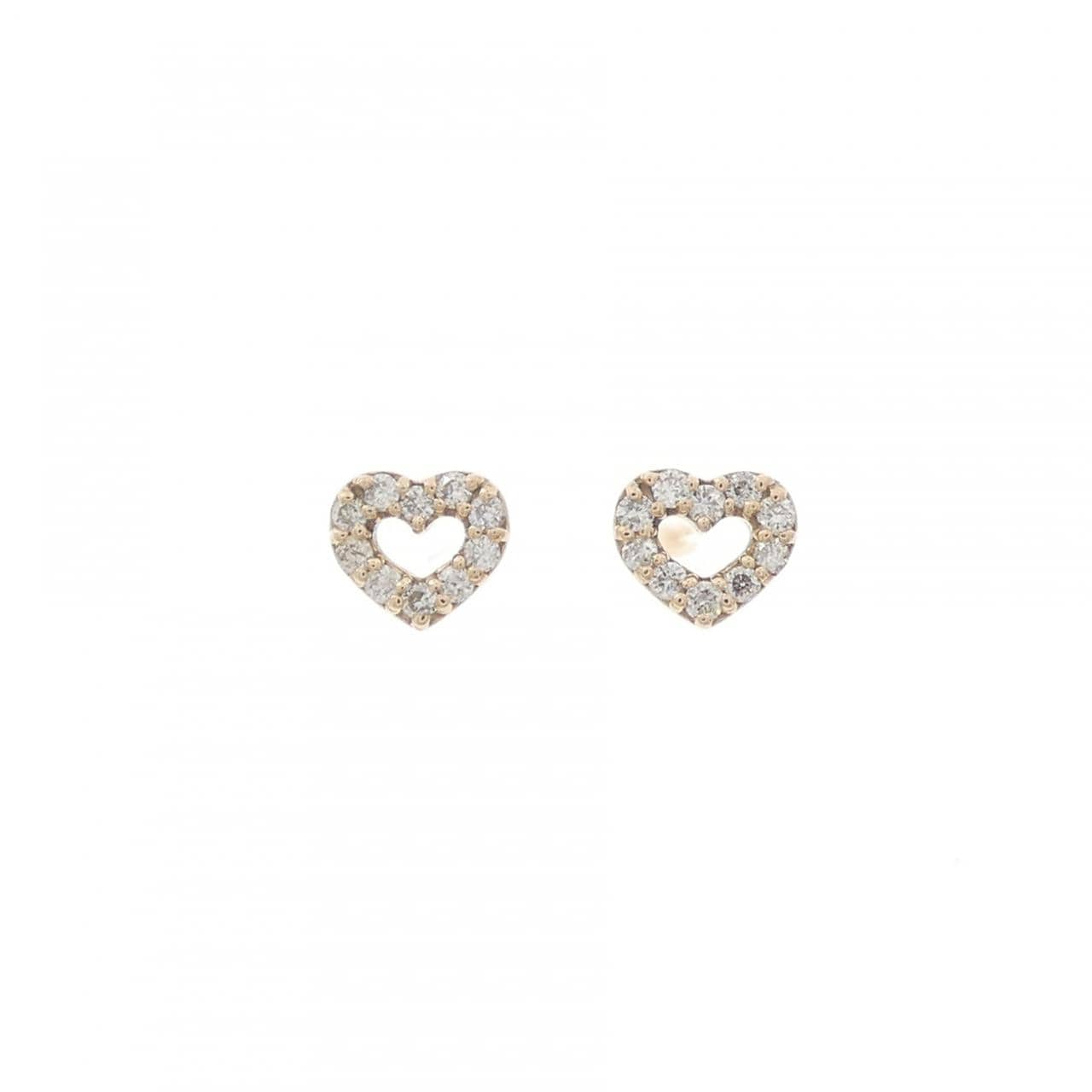 K18PG ハート ダイヤモンド ピアス 0.10CT