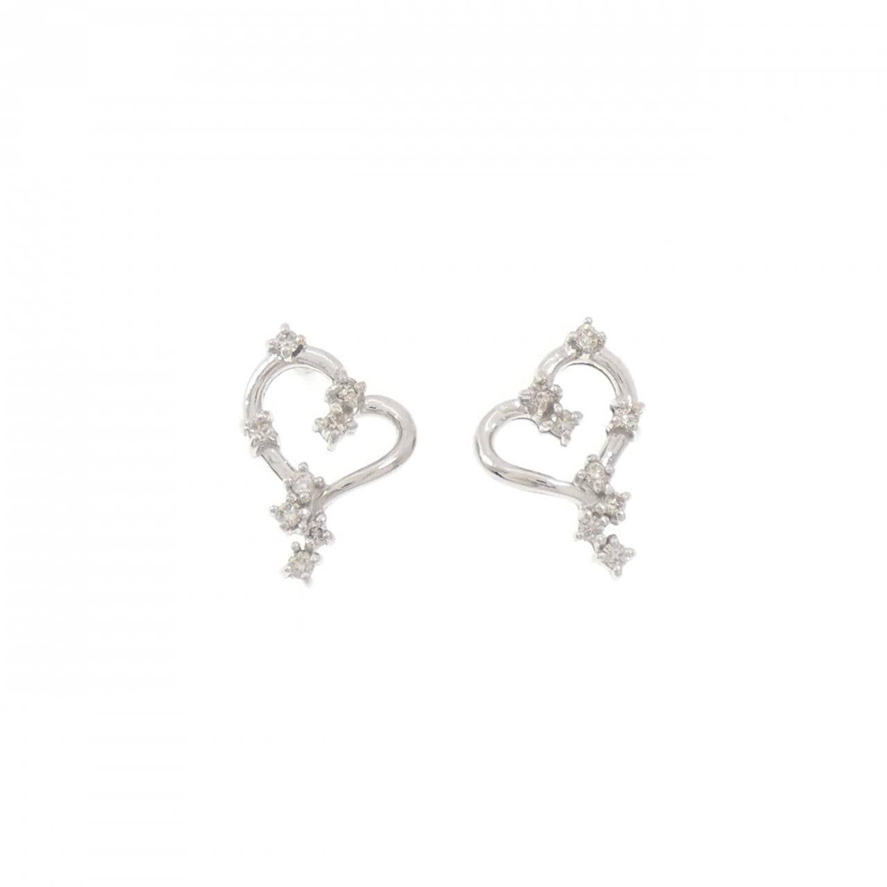 K18WG ハート ダイヤモンド ピアス 0.20CT