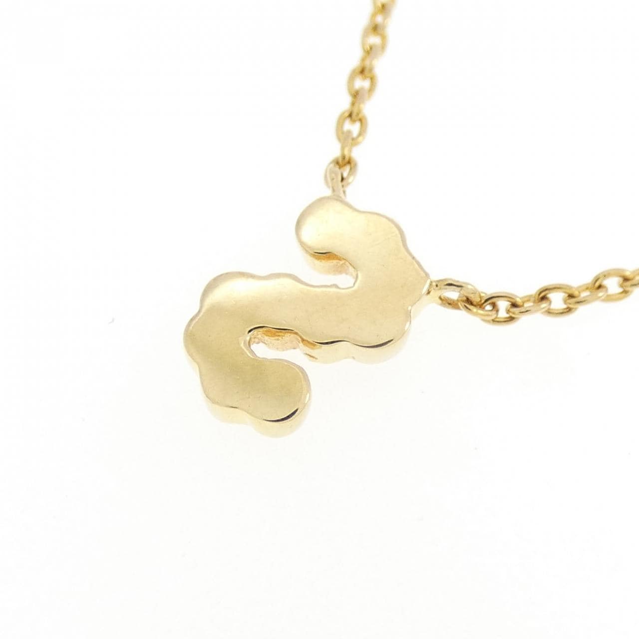 K18YG イニシャルS ダイヤモンド ネックレス